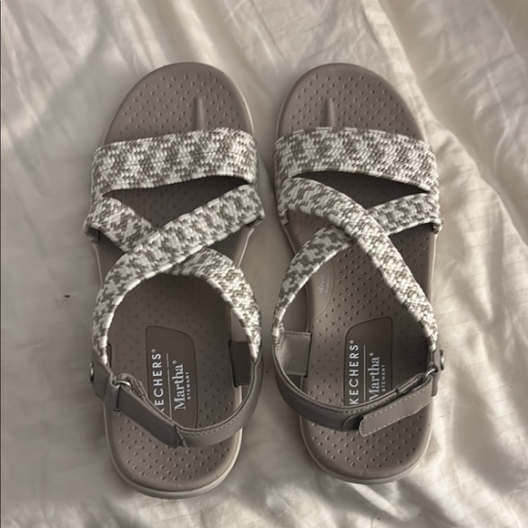 Skechers Taupe and Natural Woven Sandals by Sketchers - Picture 1 of 6
